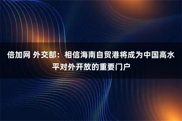 倍加网 外交部：相信海南自贸港将成为中国高水平对外开放的重要门户
