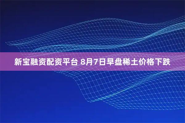 新宝融资配资平台 8月7日早盘稀土价格下跌