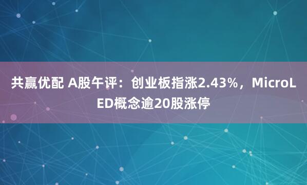共赢优配 A股午评：创业板指涨2.43%，MicroLED概念逾20股涨停